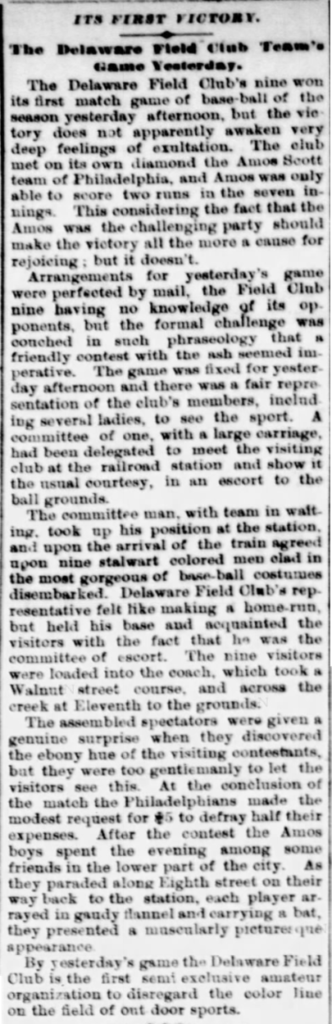1887 article about breaking the color line.
